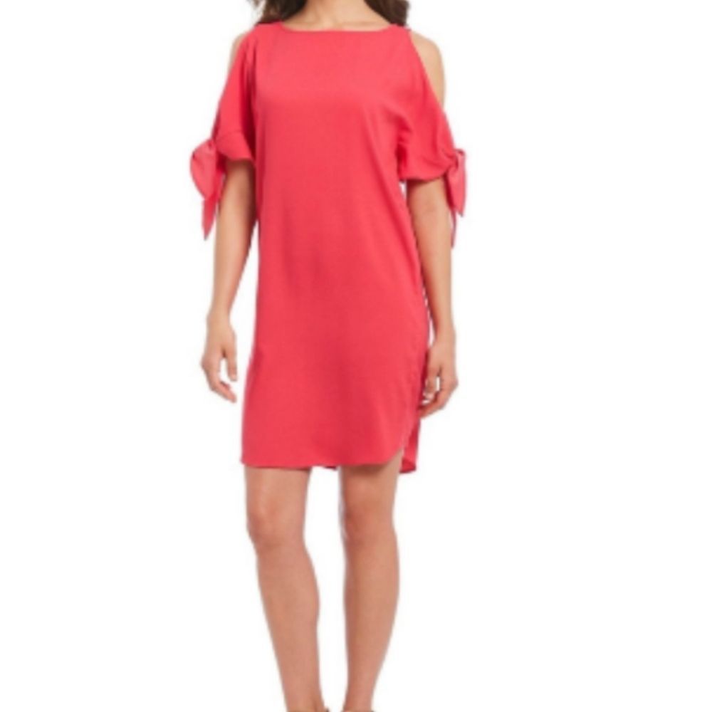 Fuschia pink dress size small coral Gibson Latimer Cold Shoulder Magenta dress
